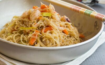 Fideos chinos con gambas